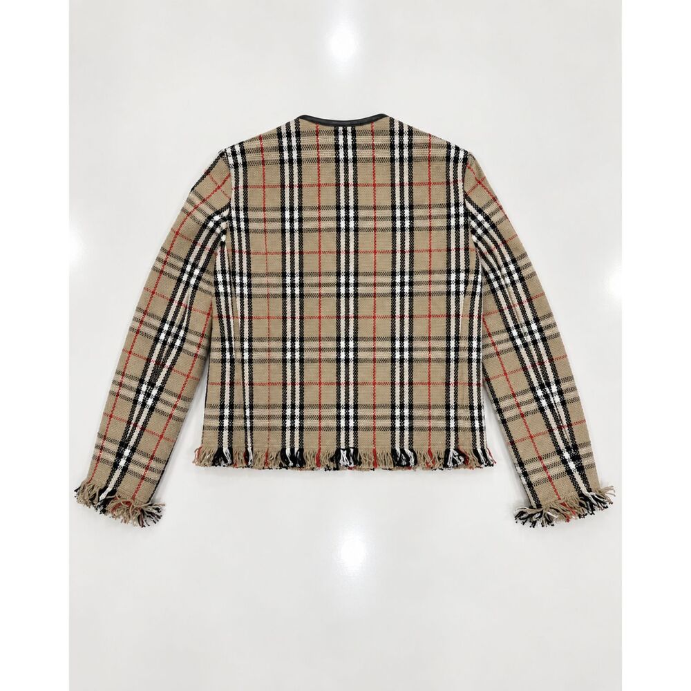 BURBERRY Upney Vintage Check Bouclé Collarless Jacket, Size 4 - Picture 4 of 10